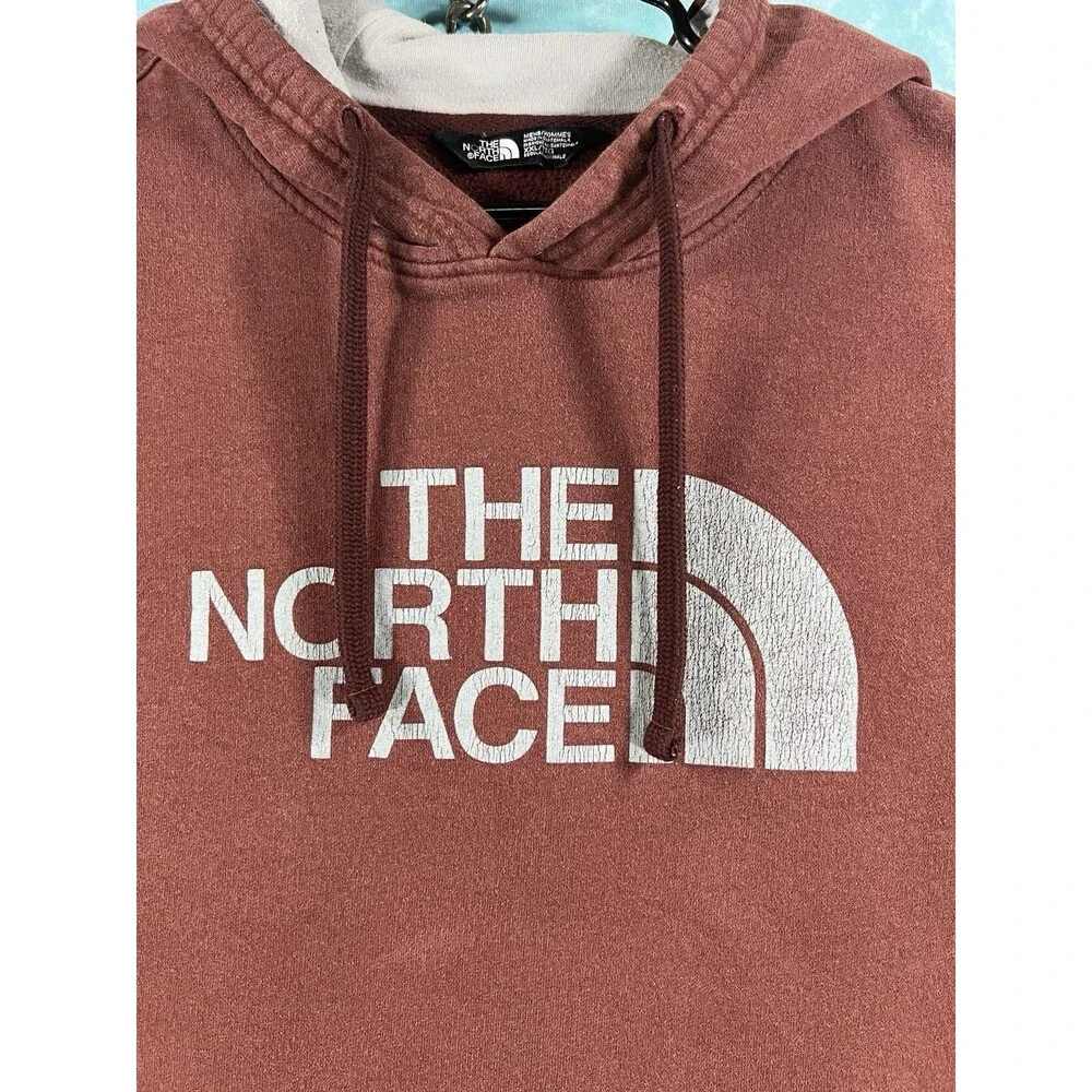 The North Face Mens Burgundy Pullover Fleece Hoodie Logo Graphic Pockets XXL
